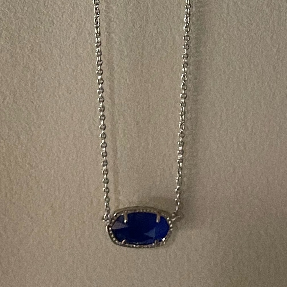 Kendra Scott Elisa Silver Necklace with Navy Stone